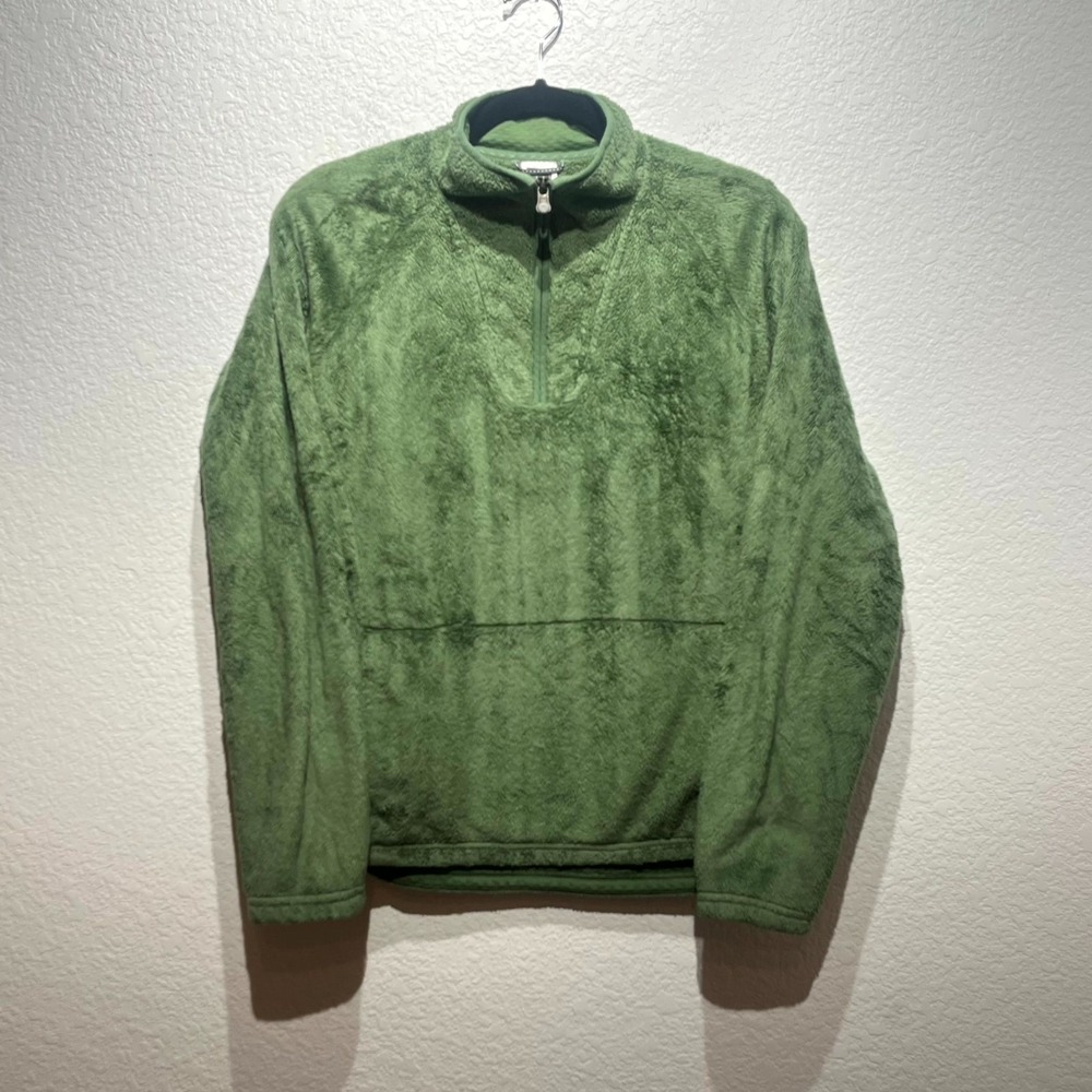 Vintage The North Face Fleece Jacket Men Large Olive Green Mock Neck Quarter Zip
